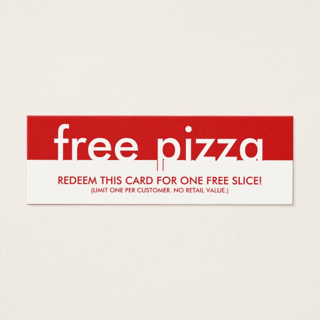 Gratis pizza coupon mini visitekaartjes (Voorkant)