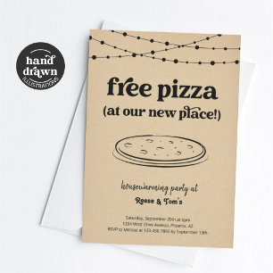 Gratis Pizza Grappige Housewarming Party Uitnodigi Kaart