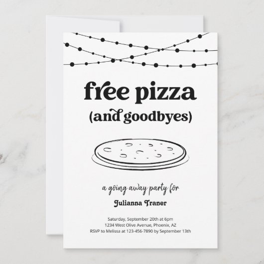 Gratis Pizza Party Funny Going Away uitnodiging (Voorkant)