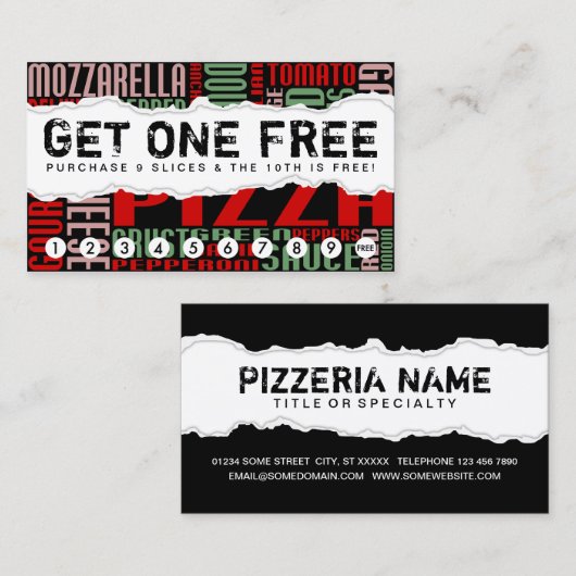 gratis PIZZA SLICE Klantenkaartje (Voorkant / Achterkant)