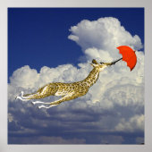 Gratis Poster Whimsical Giraffe Paraplu Vlieg Weg (Voorkant)