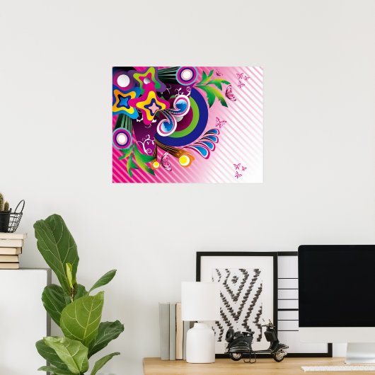 Gratis prachtige kleurrijke achtergrondvideokaart poster (Thuiskantoor)