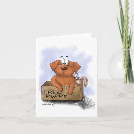 Gratis Puppy Plus 1 Cartoon Kaart (Voorkant)
