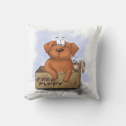 Gratis Puppy Plus 1 Cartoon Kussen (Voorkant)