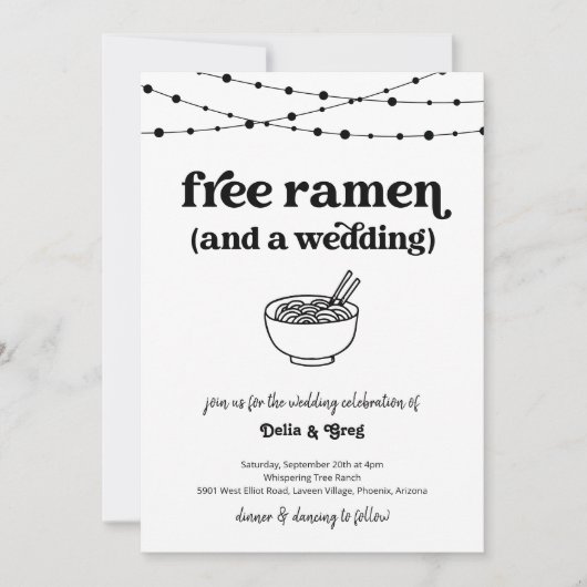 Gratis Ramen Grappige bruiloft uitnodiging (Voorkant)