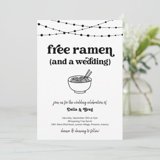 Gratis Ramen Grappige bruiloft uitnodiging (Staand voorkant)