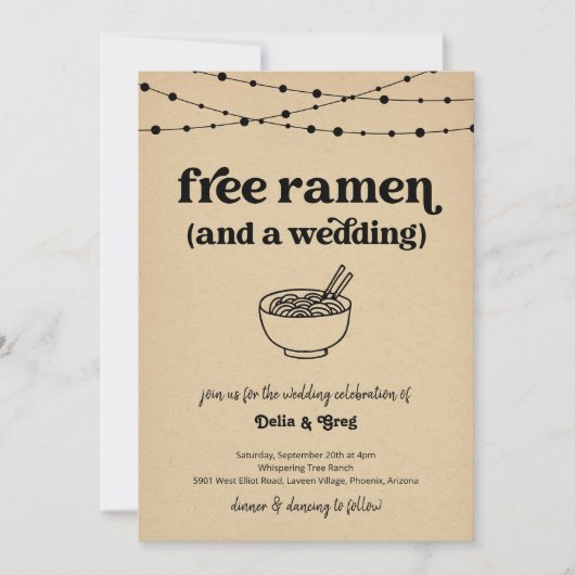 Gratis Ramen Grappige bruiloft uitnodiging (Voorkant)