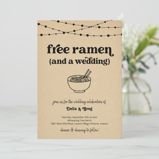 Gratis Ramen Grappige bruiloft uitnodiging (Staand voorkant)