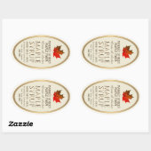 Gratis Rand Maple Syrup met rode suikermaple Leaf Ovale Sticker (Vel)