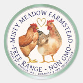 Gratis Range Waterverf Kippen Gouden Hart Ei Karto Ronde Sticker (Voorkant)