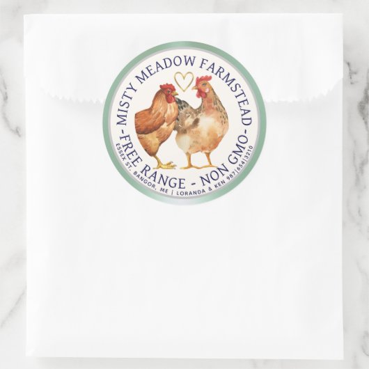 Gratis Range Waterverf Kippen Gouden Hart Ei Karto Ronde Sticker (Tas)