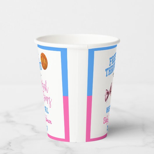 Gratis rijen of roze bogen Basketball Gender onthu Papieren Bekers (Rechts)