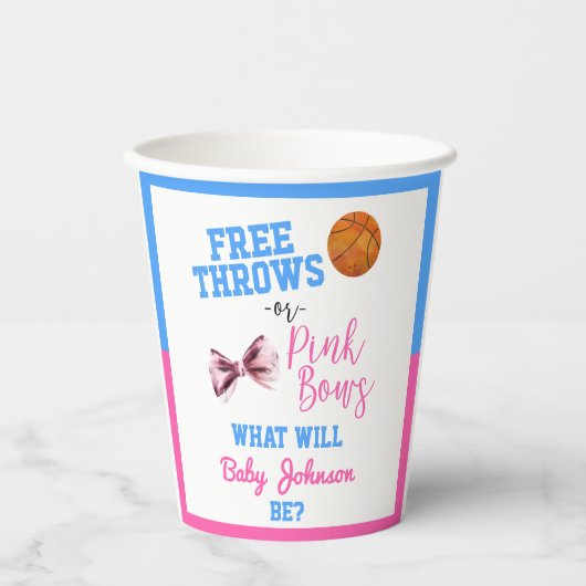 Gratis rijen of roze bogen Basketball Gender onthu Papieren Bekers (Voorkant)