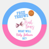 Gratis rijen of roze bogen Basketball Gender onthu Ronde Sticker (Voorkant)
