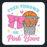 Gratis rijen of roze bogen vierkante sticker<br><div class="desc">Gratis rijen of roze bogen Zwangerschap Roze of Blauw Funny Gender onthullen Baby shower Matching Family Baby Funny Design Gift Square Sticker Classic Collectie.</div>