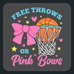 Gratis rijen of roze bogen vierkante sticker<br><div class="desc">Gratis rijen of roze bogen Zwangerschap Roze of Blauw Funny Gender onthullen Baby shower Matching Family Baby Funny Design Gift Square Sticker Classic Collectie.</div>
