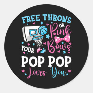 Gratis rijen of roze Pop Pop houdt van je geslacht Ronde Sticker