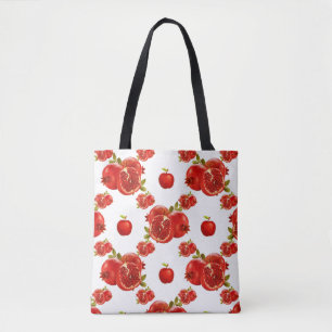Gratis Rode Granaatappel Fruit Patroon Boodschappe Tote Bag