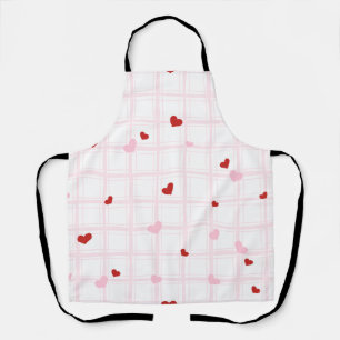 Gratis Rode Harten Roze Grid Patroon Schort