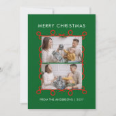 Gratis Rode Scroll Kader Vrolijk Kerst 2 Foto Feestdagenkaart (Voorkant)