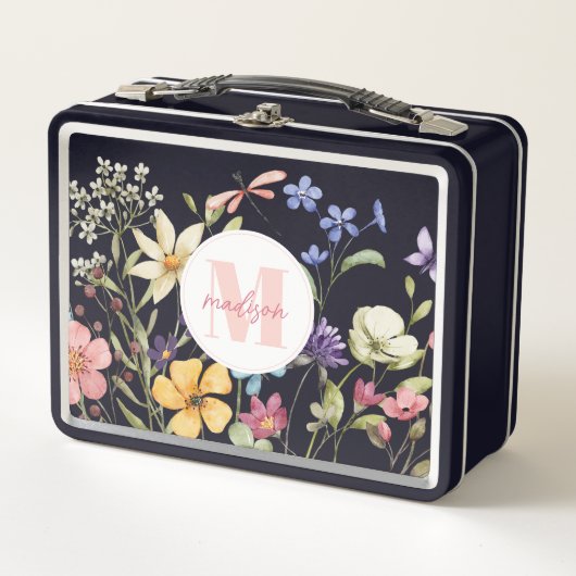 Gratis Roze Bloemen Metalen Lunchbox (Voorkant)