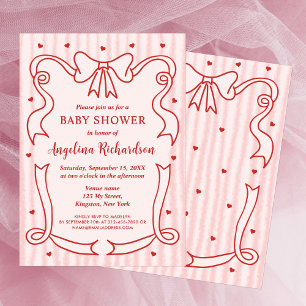 Gratis Roze Strik Golf Kader Meisje Baby Shower Kaart