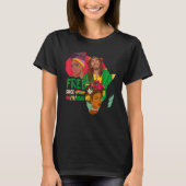 Gratis sinds 06-19-1865, drie afro Proud Black H T-shirt (Voorkant)