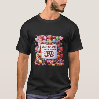 Gratis Snoep Funny Valentijnen s Day Waterverf Sti T-shirt