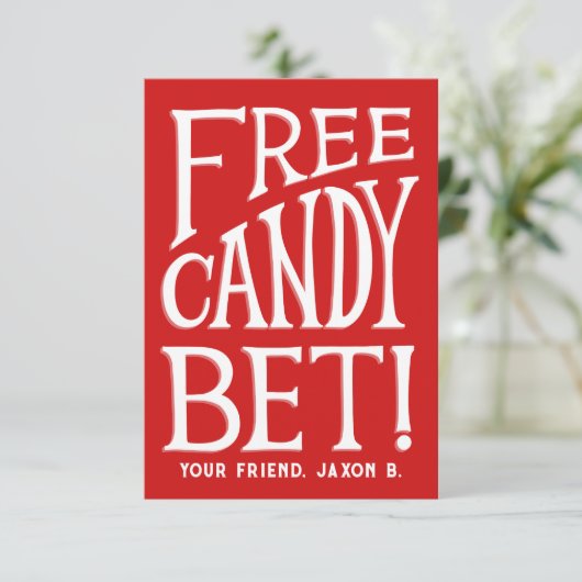 Gratis Snoep weddenschap! Kinder klaslokaal Valent Kaart (Staand voorkant)