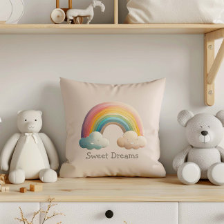 Gratis Speelse Pastel Regenboog in Wolken Kussen