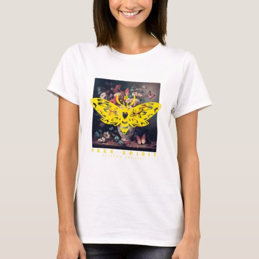 Gratis Spirit Moth en Bloem Vaas T-shirt (Voorkant)