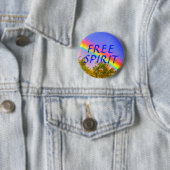 GRATIS SPIRIT RAINBOW PIN RONDE BUTTON 5,7 CM (In situ)
