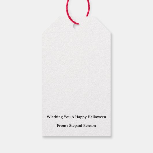 Gratis spooky cute kat heks Halloween cadeautag et Cadeaulabel (Achterkant)