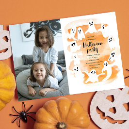 Gratis spooky ghost Halloween-feest waterverf foto Feestdagenkaart