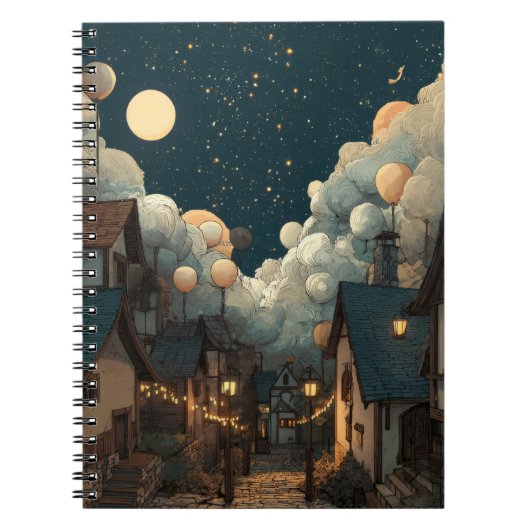 Gratis Sterren Dorps Nacht Notitieboek (Voorkant)