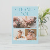 Gratis Sterren Foto Raster Turquoise Geboorte Aankondiging (Staand voorkant)