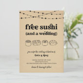 Gratis sushi grappige bruiloft uitnodiging (Staand voorkant)