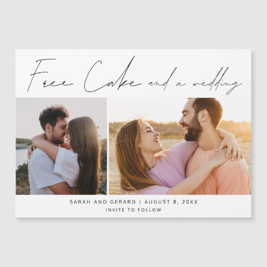 Gratis taart en een trouwfoto Save the Date (Voorkant)