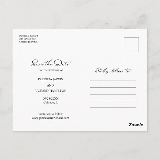 Gratis taart Grappige bruiloft Bewaar de datum Nie Briefkaart (Achterkant)