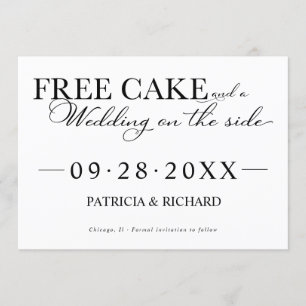 Gratis taart Grappige bruiloft Bewaar de datum Nie Kaart