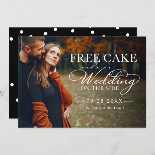 Gratis taart Grappige bruiloft Bewaar de datum Vol Kaart (Voorkant / Achterkant)