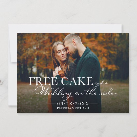 Gratis taart grappige trouwdatum save the date vol kaart (Voorkant)