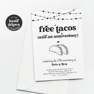 Gratis Taco Funny Jubileum Feestuitnodiging Kaart