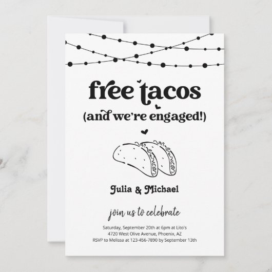 Gratis Taco Grappig Verlovingsfeest Uitnodiging (Voorkant)