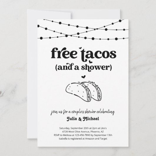 Gratis Tacos Funny Couple's Douche uitnodiging (Voorkant)