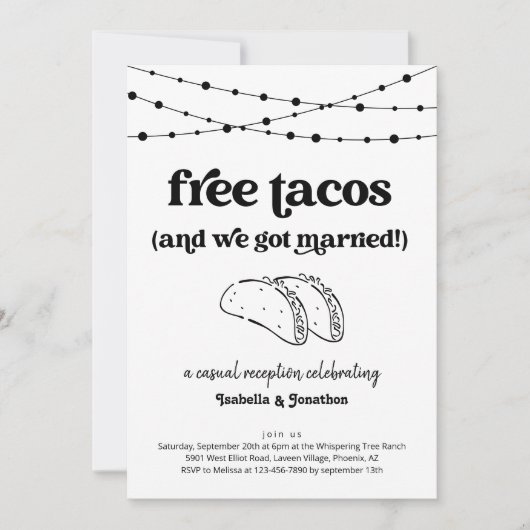 Gratis Tacos Grappige Ontvangst Uitnodiging Alleen (Voorkant)