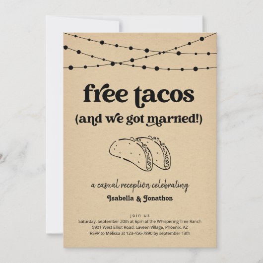 Gratis Tacos Grappige Ontvangst Uitnodiging Alleen (Voorkant)