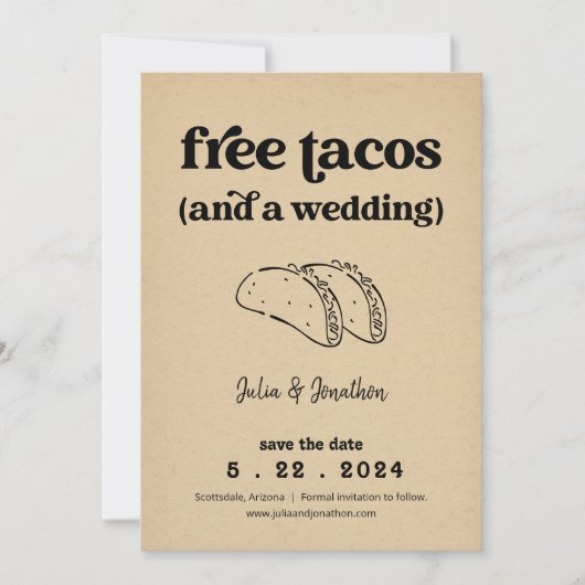 Gratis Tacos Grappige 'Save the Date'-kaart Kaart (Voorkant)