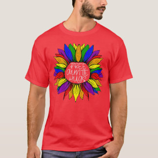 Gratis tante Hugs LGBT Rainbow Daisy Flower Gay Pr T-shirt