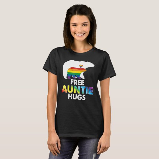 Gratis Tante Hugs Rainbow Beer LGBT Pride Gay Lesb T-shirt (Voorkant volledig)